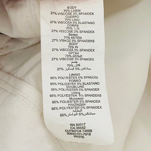 Bebe Womens White Linen Blend Cropped Casual Capri Pants 8 Minimalist Preppy - Picture 5 of 6